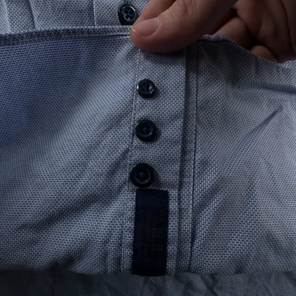 David Donahue Dress Shirt Men 17.5 34/35 Trim Fit Button Up Long Sleeve Blue - Picture 12 of 16